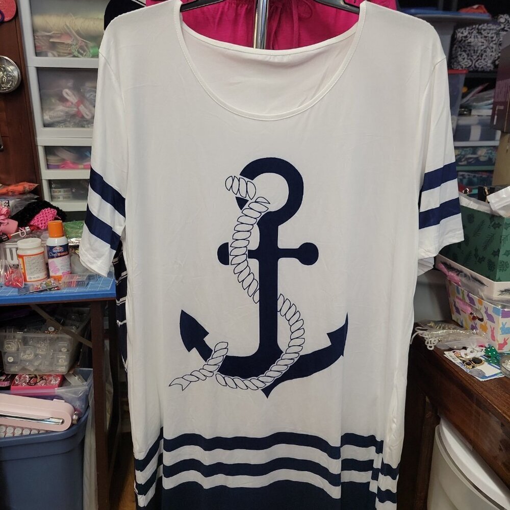 Nautical Cruise Wear Short Sleeve Dress 3XL